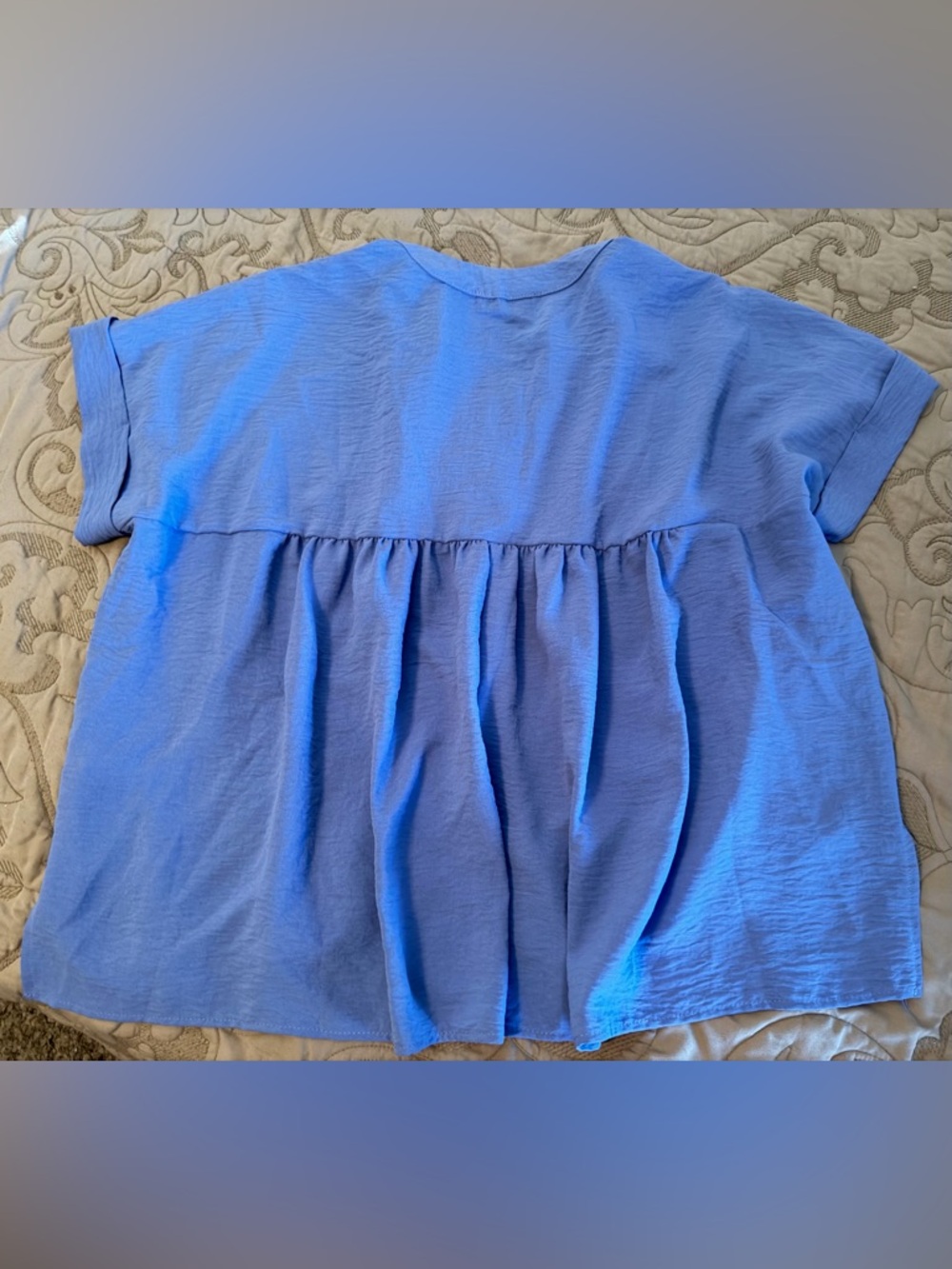 Light Periwinkle Split-Neck Crop Top by Easel size XL - Picture 2 of 3